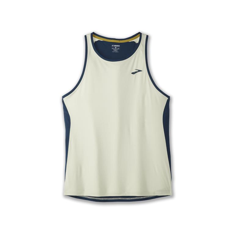 Brooks Men's ATMOSPHERE Running Tank Top - Honeydew/Indigo Rush/Beige - Canada (GWOBE-4059)